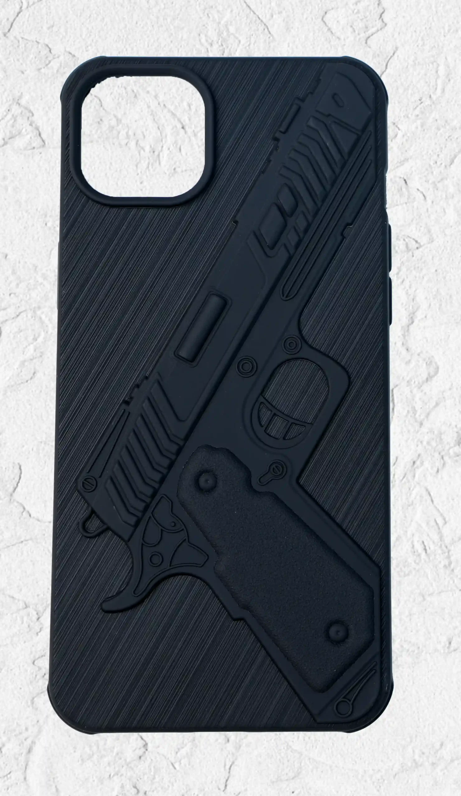 Silicone Mobile Case for  Iphon 15Plus Gun Case Design Shockproof Scratch Proof Cover Black