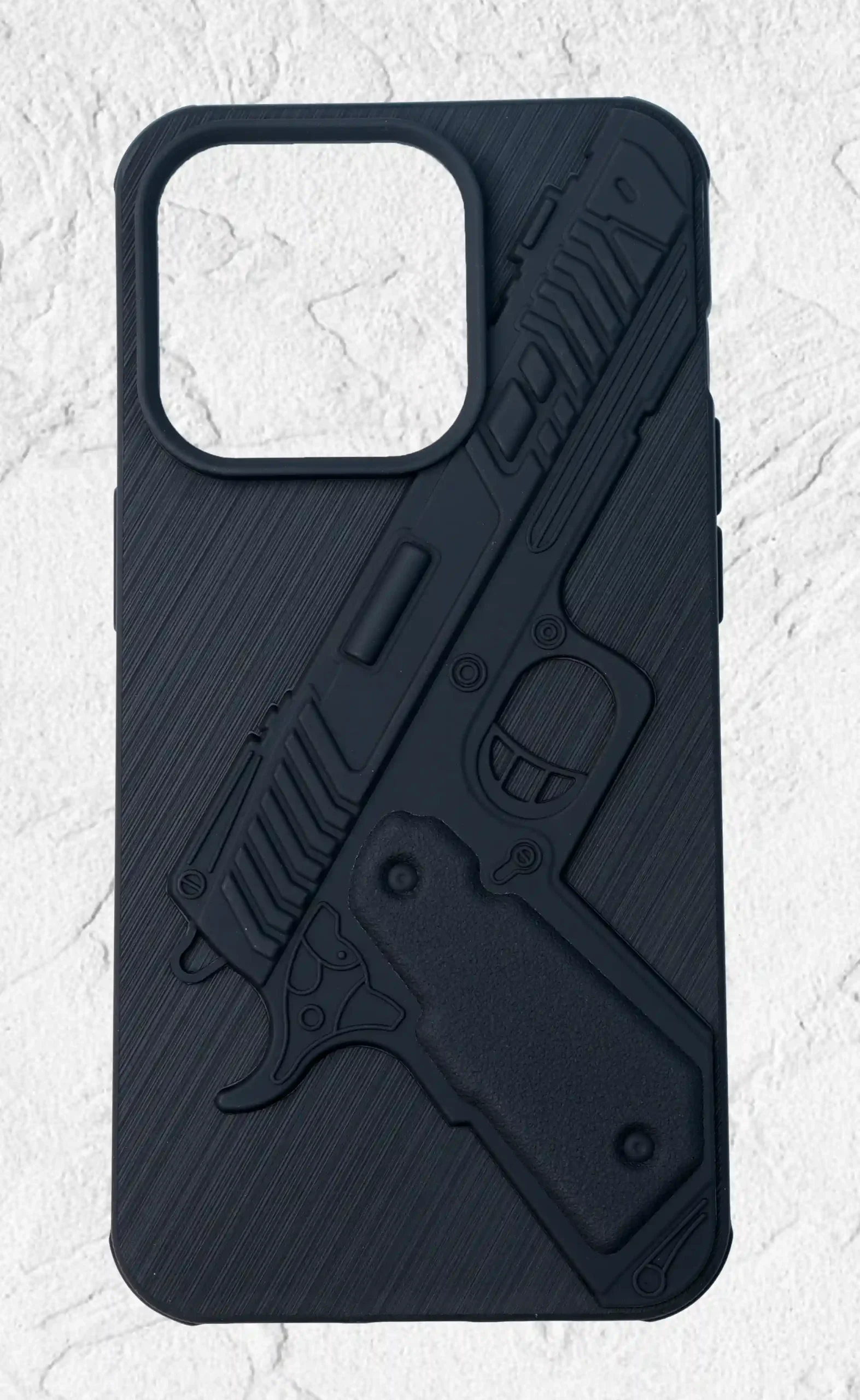 Silicone Mobile Case for  Iphon 14Pro Gun Case Design Shockproof Scratch Proof Cover Black