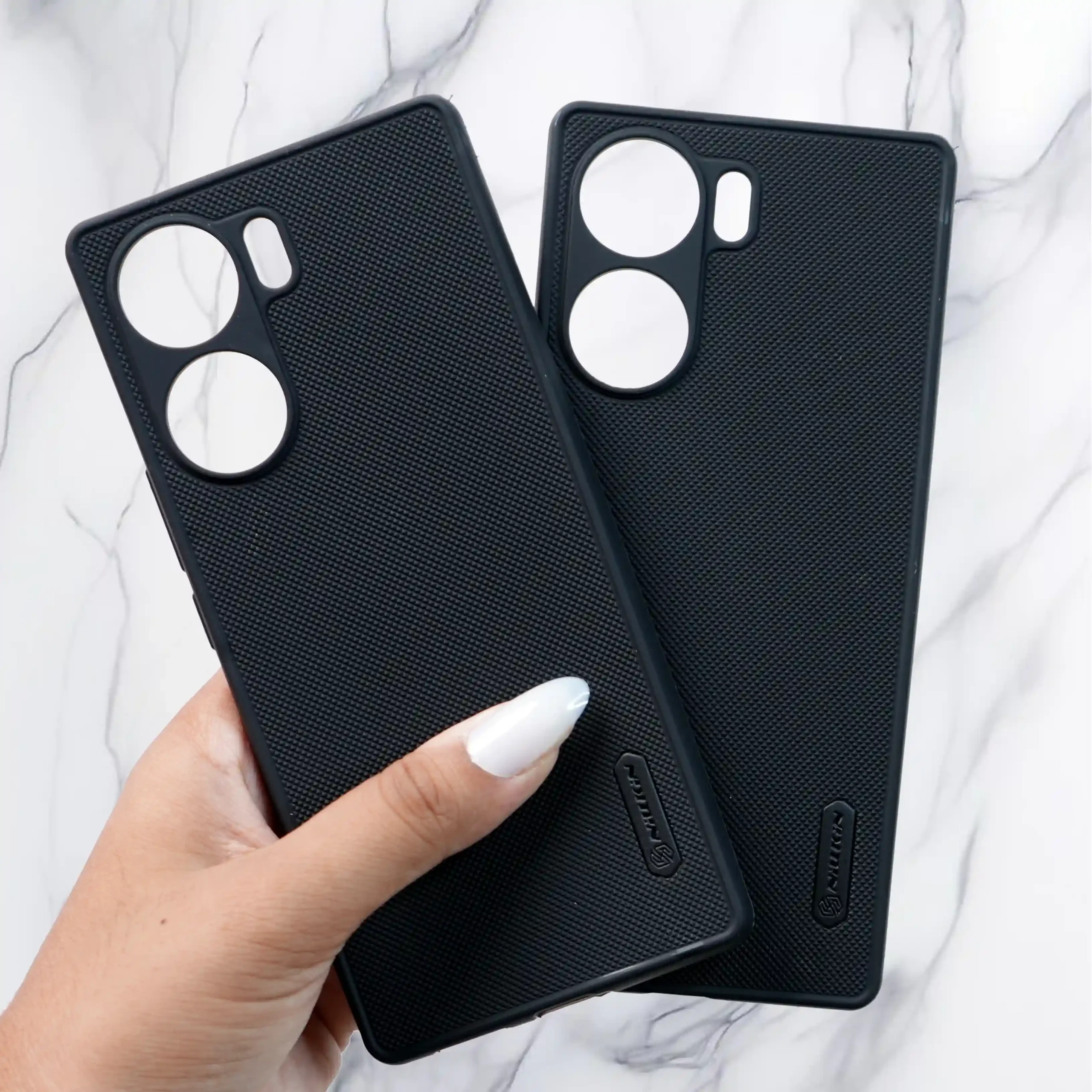 Niukin Colour Black Dotted Back Case-  Vivo V29E