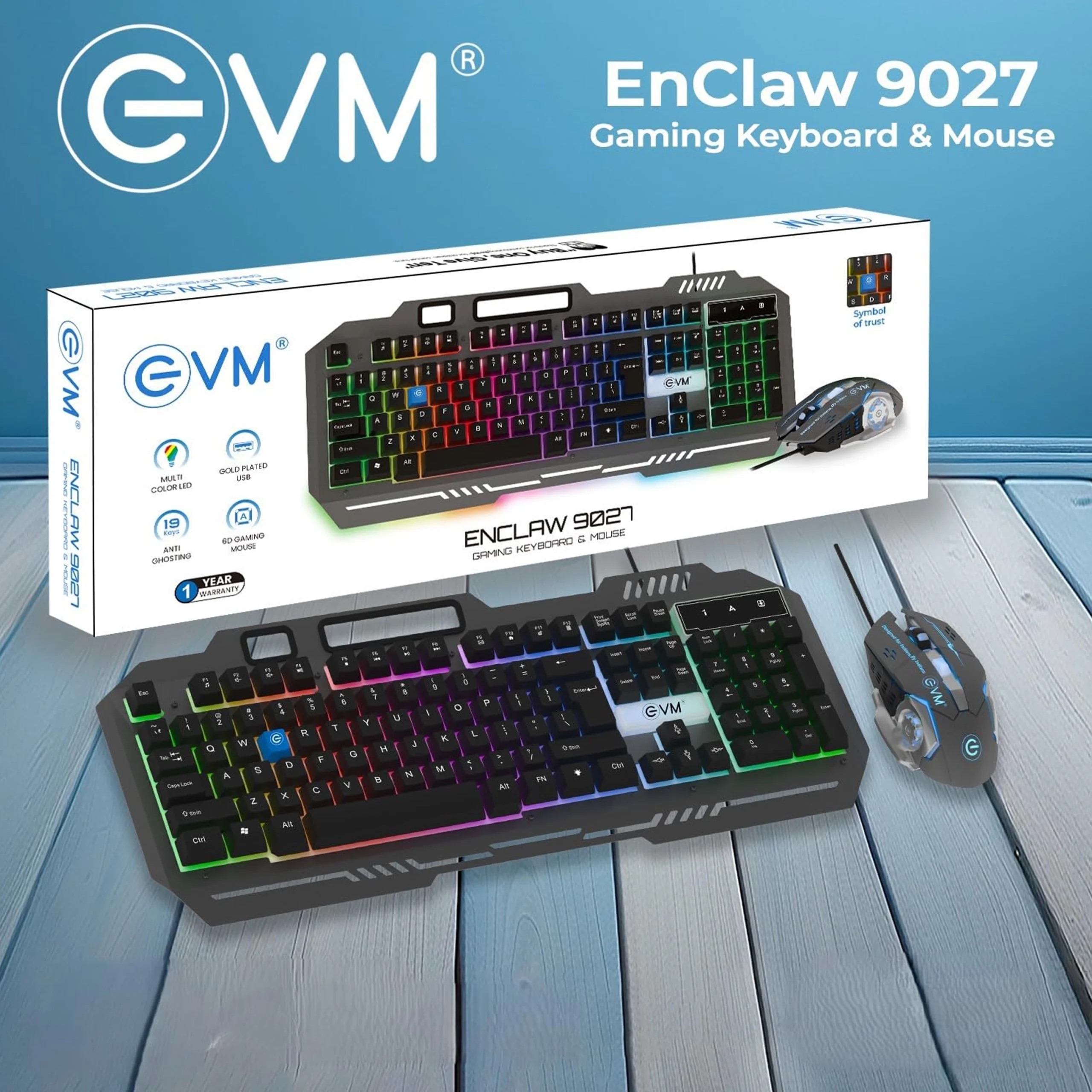EnClaw 9027 Wired Keyboard & Mouse Combo EVM-WDKM-612